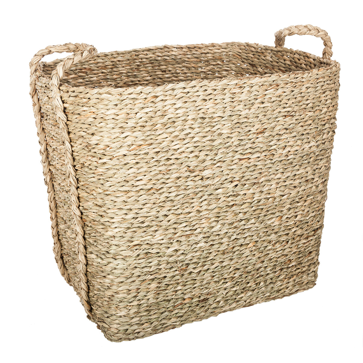 Cesto retangular bege em seagrass 31cm