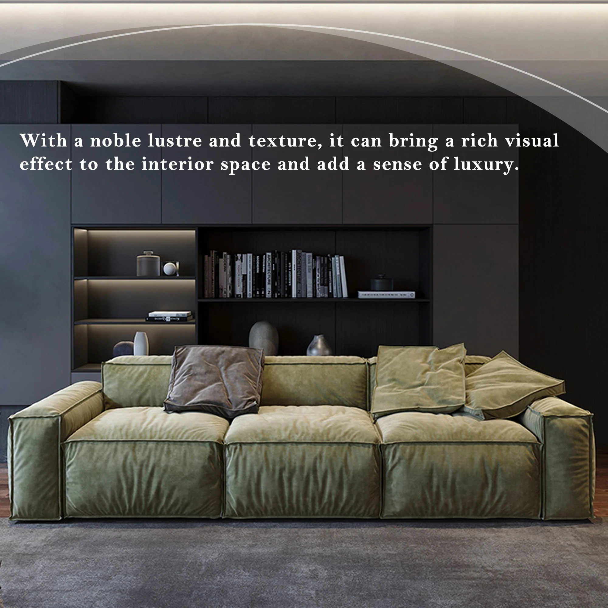 110'' Square Sofa Masha Velvet with Four-seater for Living Room Sofa-bed