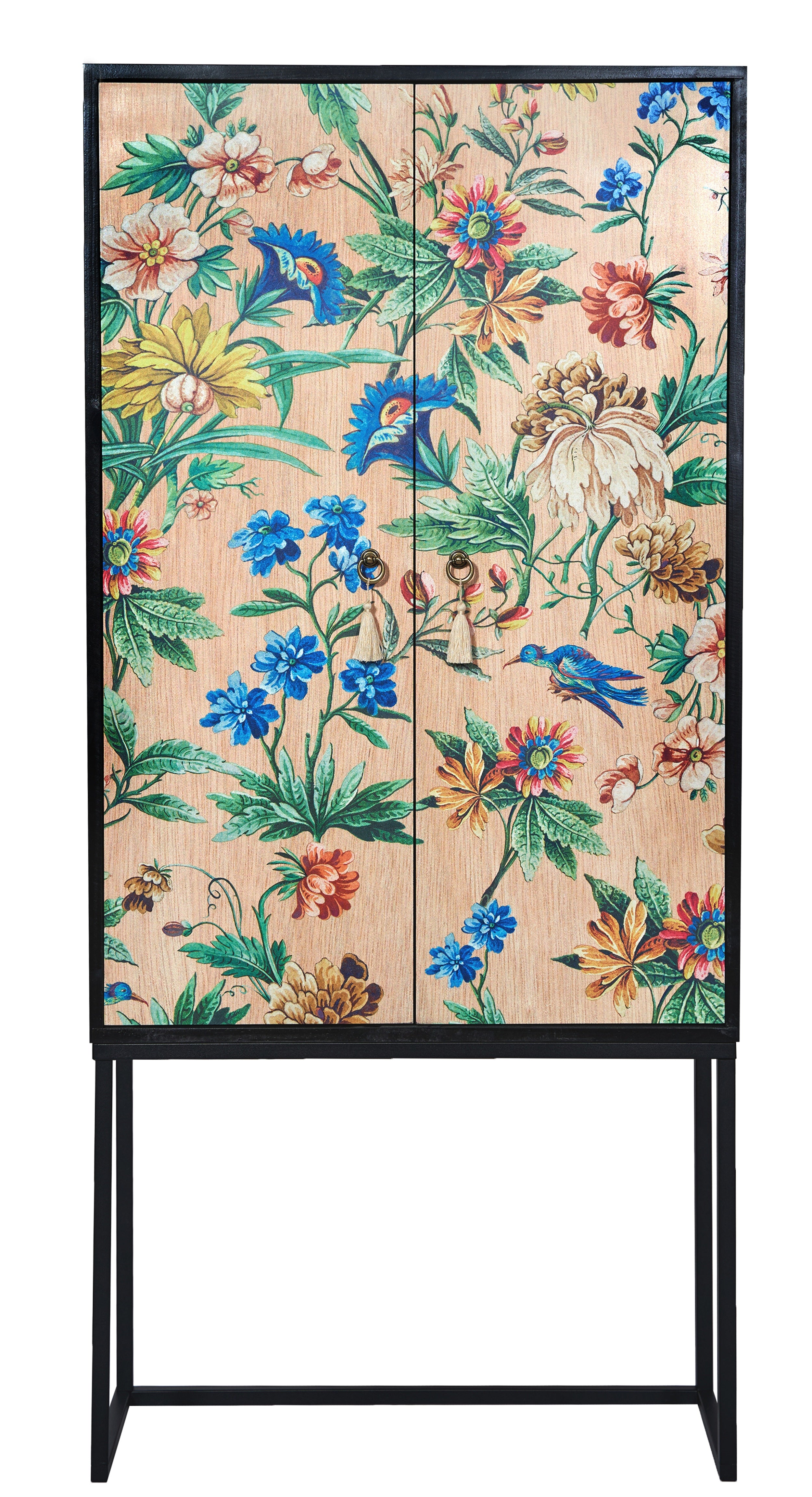 Kast dressoir met 2 deuren van MDF met bloemenpatroon