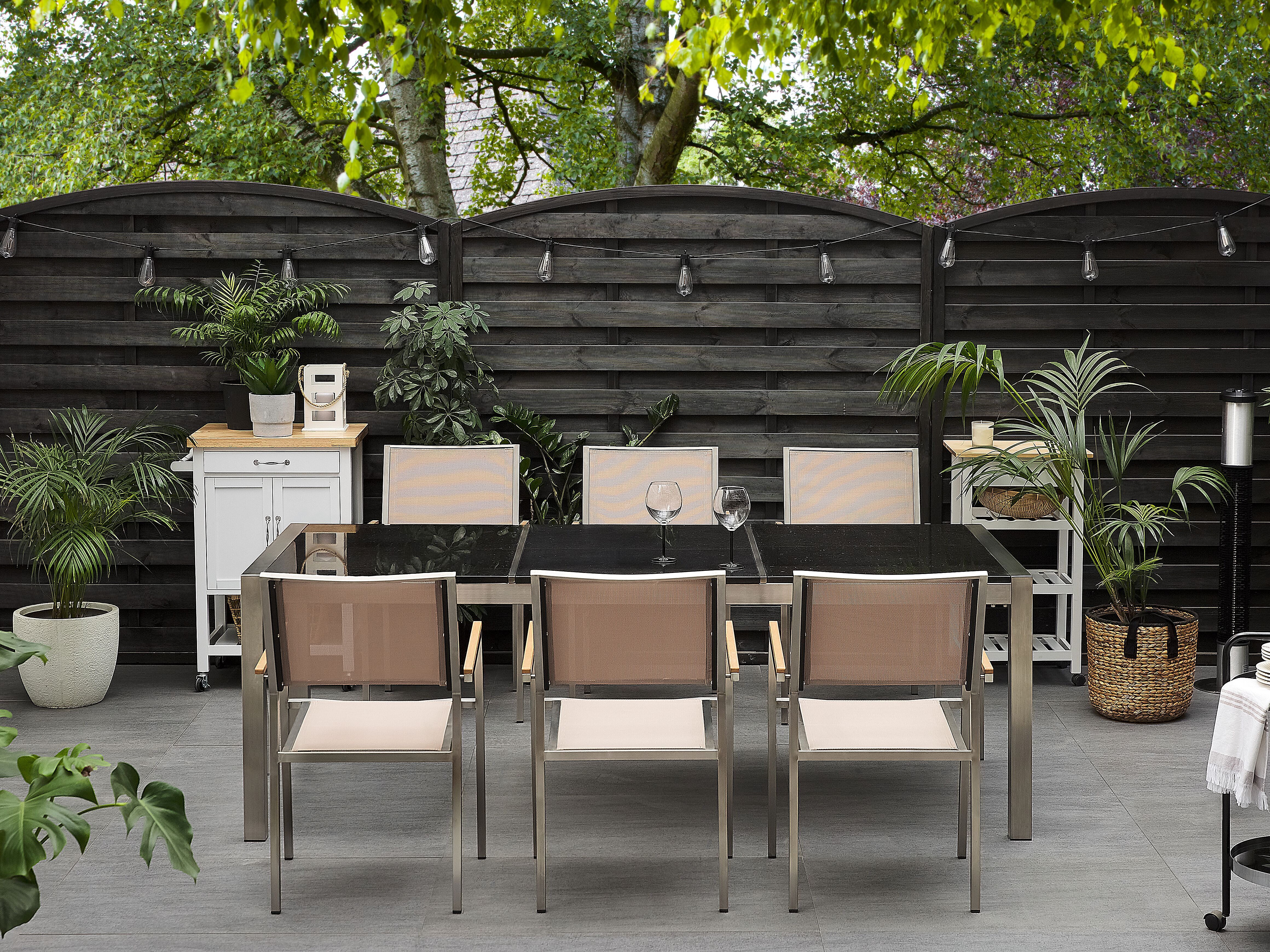 Garden Dining Table GROSSETO 220 cm 100 cm Polished Granite Black