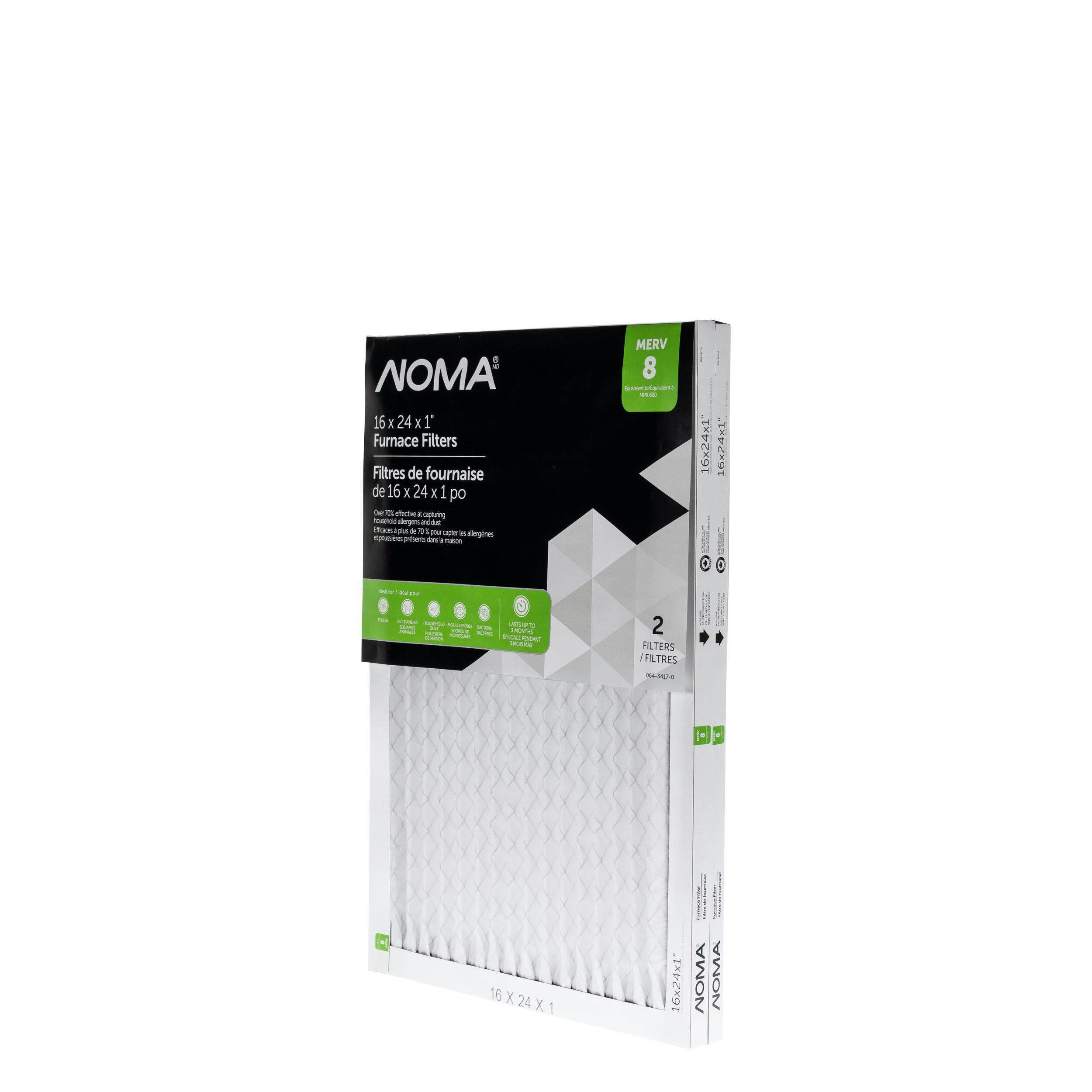 NOMA MERV 8 Furnace Air Filters, 16 x 24 x 1-in, 2-pk