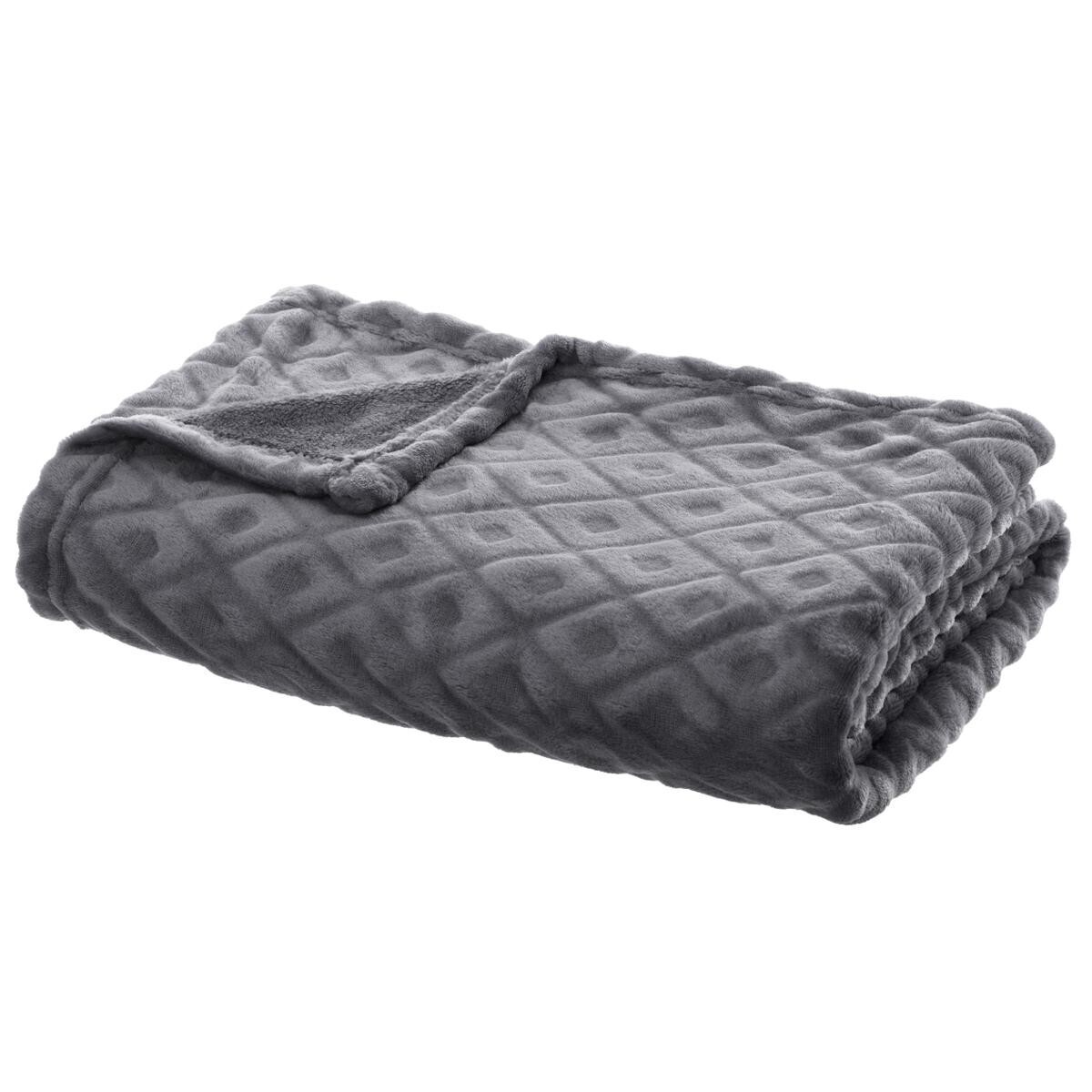 Plaid "Losange", flannel Slate grey, 125x150 cm