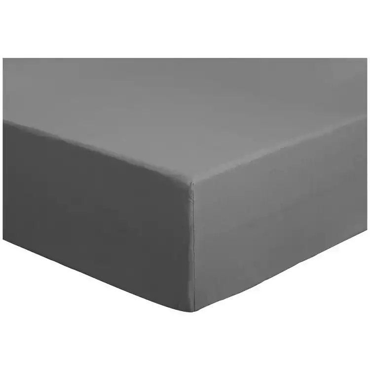 Habitat Easycare Plain Flint Grey Fitted Sheet - Single