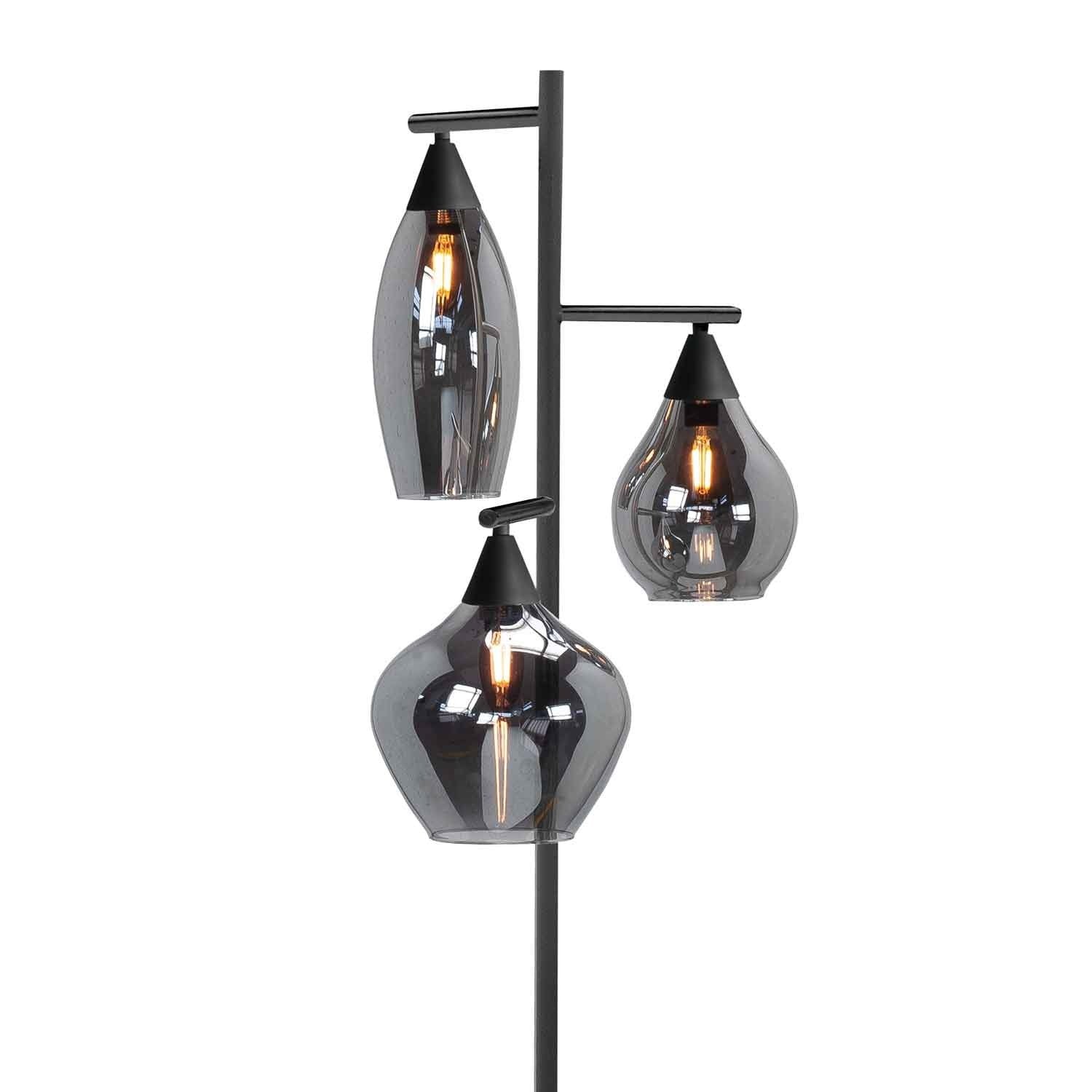 Highlight Vloerlamp Cambio Black & Smoke Glas 3Lichts 164cm