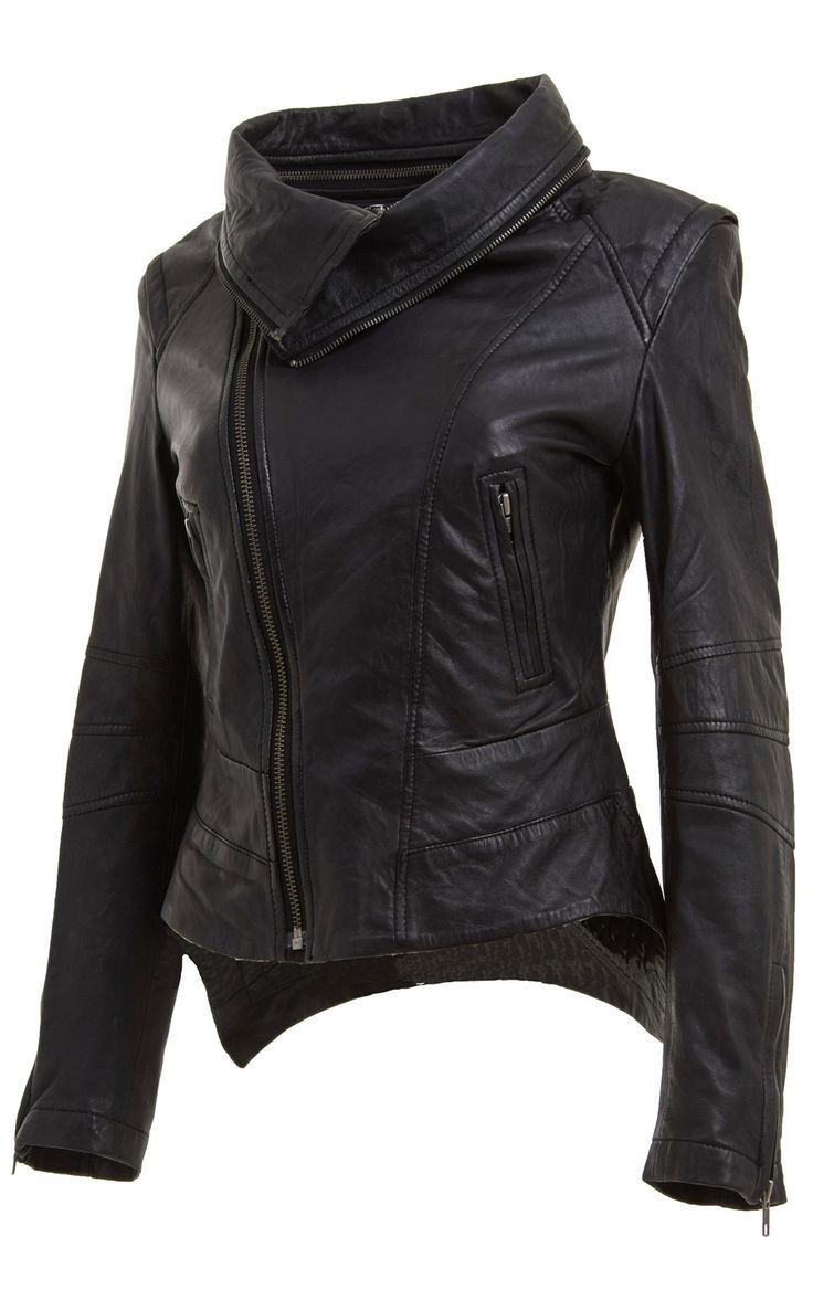 Infinity Leather Detachable Collar Leather Biker Jacket-Rosario