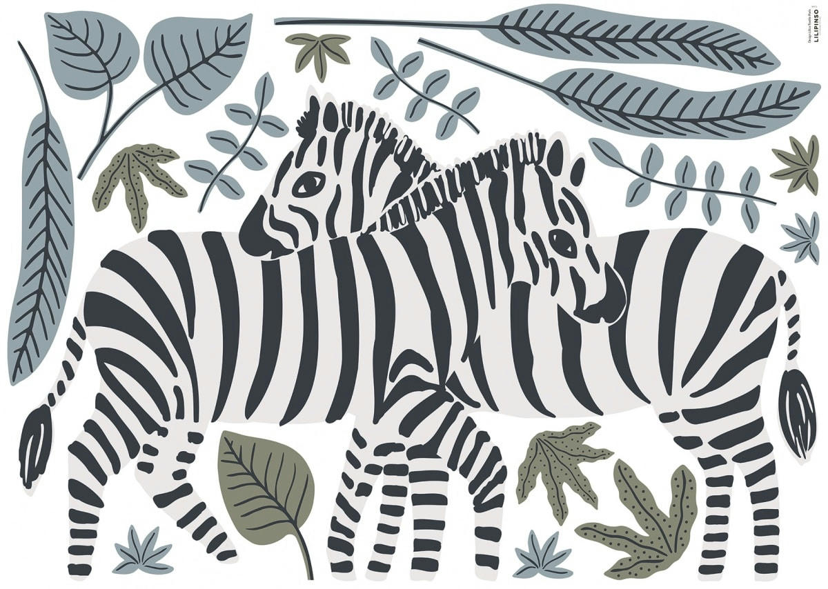 TANZANIA - Planche de stickers décoratifs zèbres multicolore