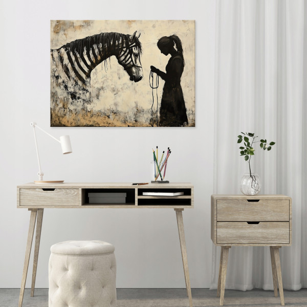 Obraz Abstrakcja Beżowy Banksy Zebra Do Sypialni Salonu Na Płótnie 60X40