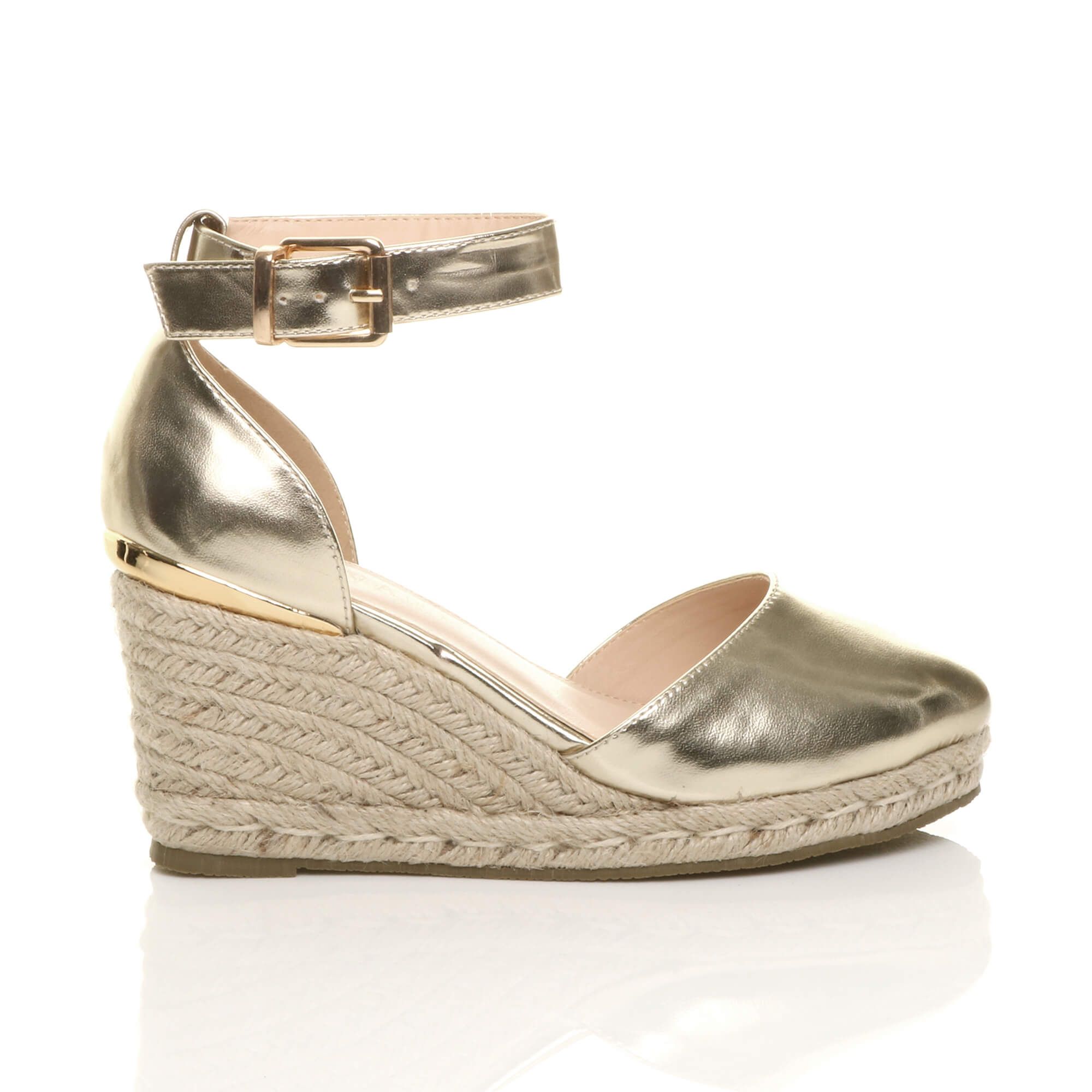AJVANI Mid Wedge Heel Ankle Strap Espadrille Sandals