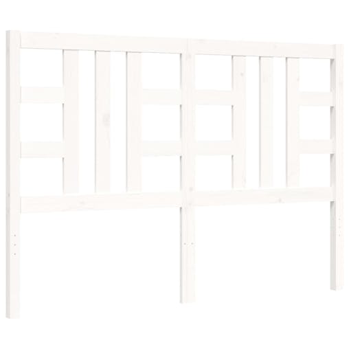 NNEVL Bed Frame with Headboard White 137x187 cm Double Solid Wood