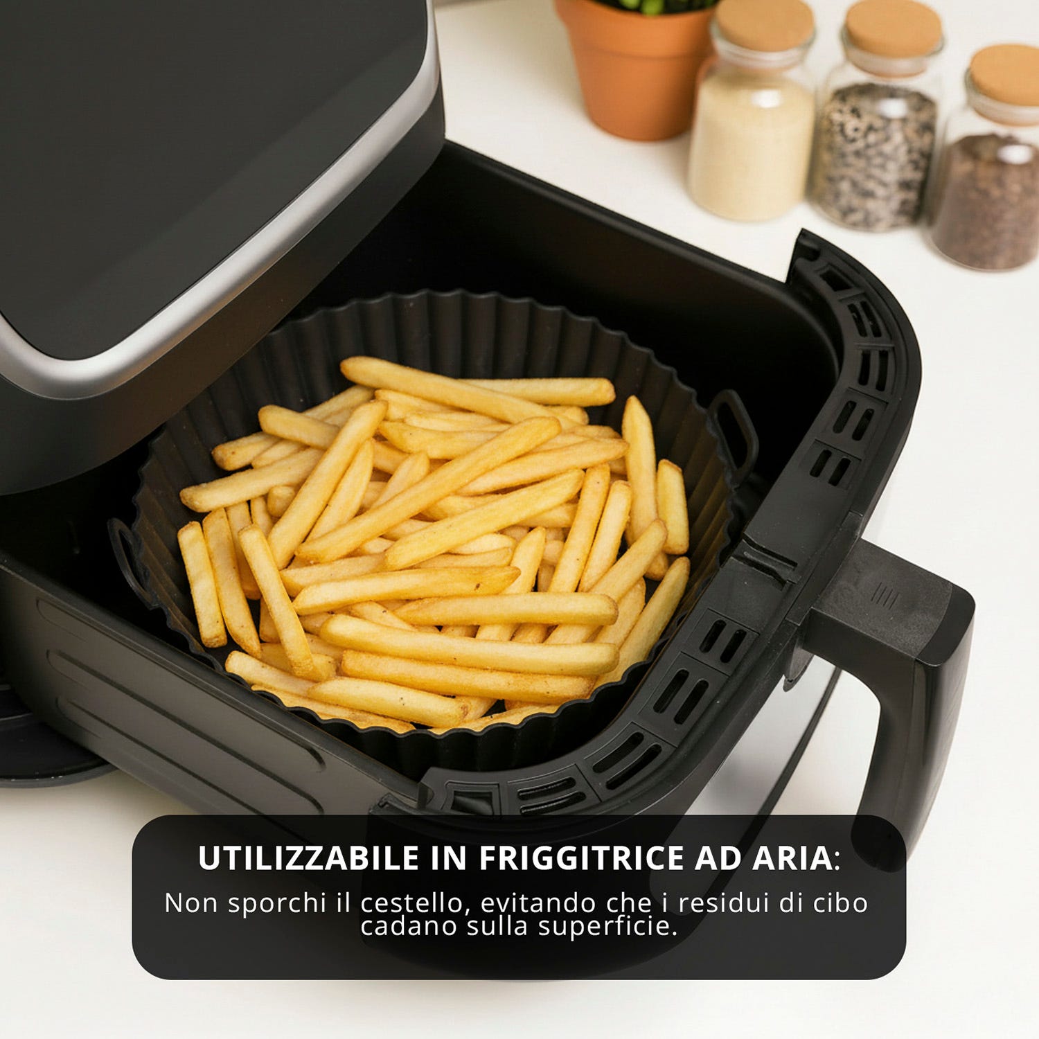 Teglia tonda 21 cm silicone per friggitrice ad aria nera