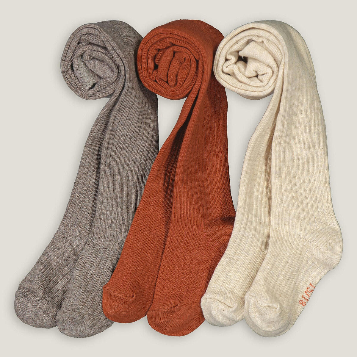 Lot de 3 collants unis côtelés
