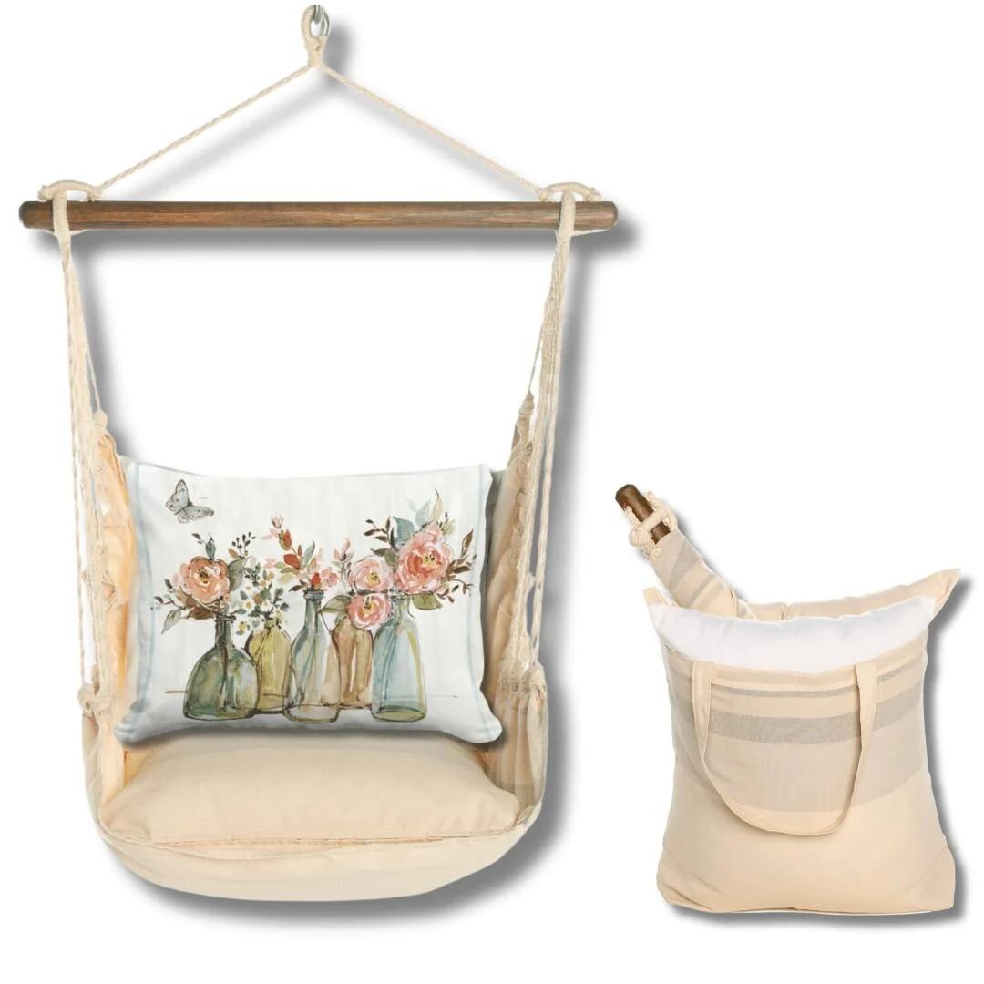 Magnolia Casual Swing Set 4 piece - Magnolia Stripe w/ Flowers in Glass Bottles