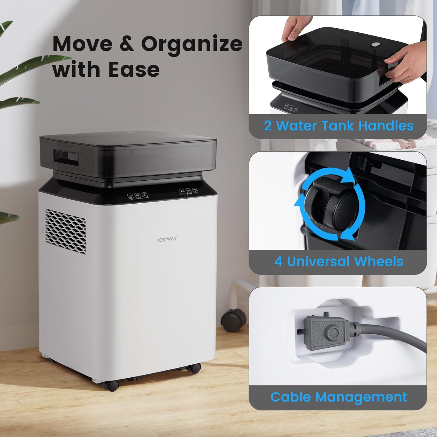 COSTWAY 120 Pints Dehumidifier with Pump, Easy Humidity Control, Multiple Drainage Options, 24H Timer & 2.2 Gal Water Tank, Dehumidifier for Basement, Home