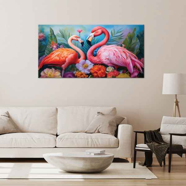 Feeby Obraz na płótnie, Flamingi Ptaki Zwierzęta Egzotyczne 80x40