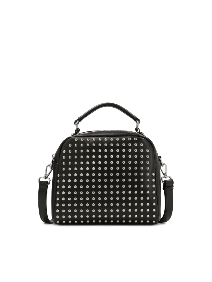 Black handbag decorated with silver rivets