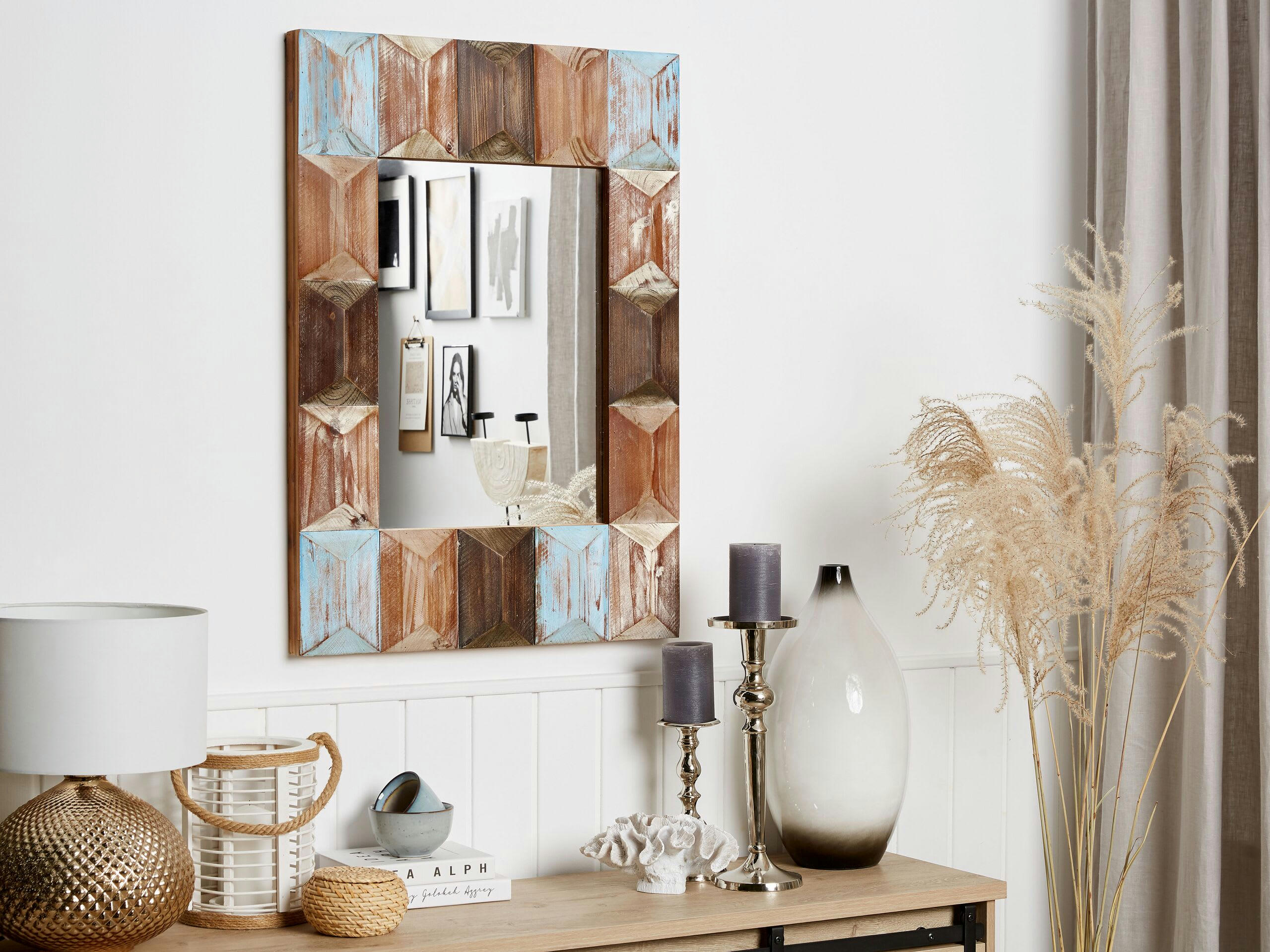 HIZOTE - Miroir en bois solide bois foncé 90x63