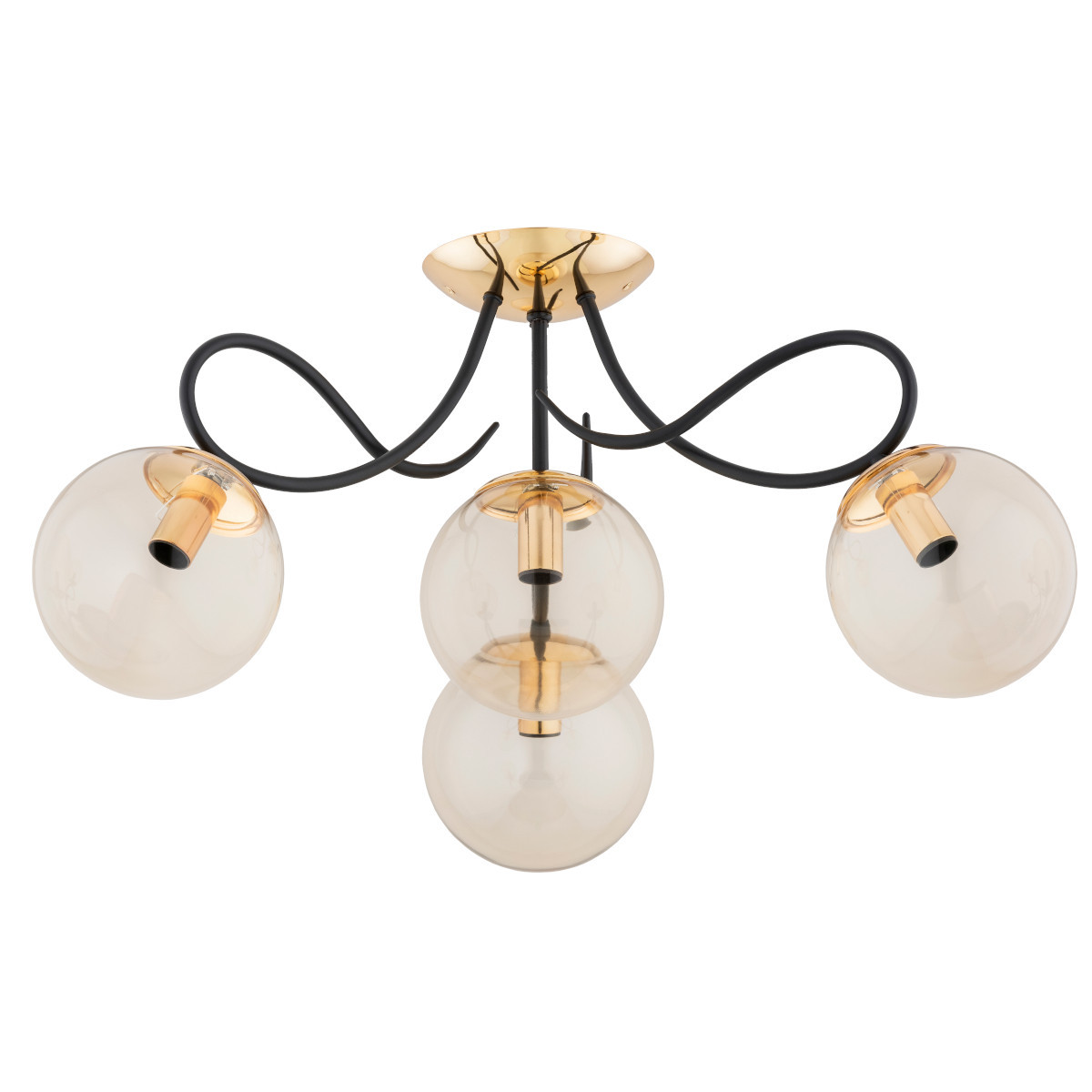 Lampa sufitowa złoto-czarna-bursztynowy OXA 4xE14x10W wym: 32x58x58 cm Alfa