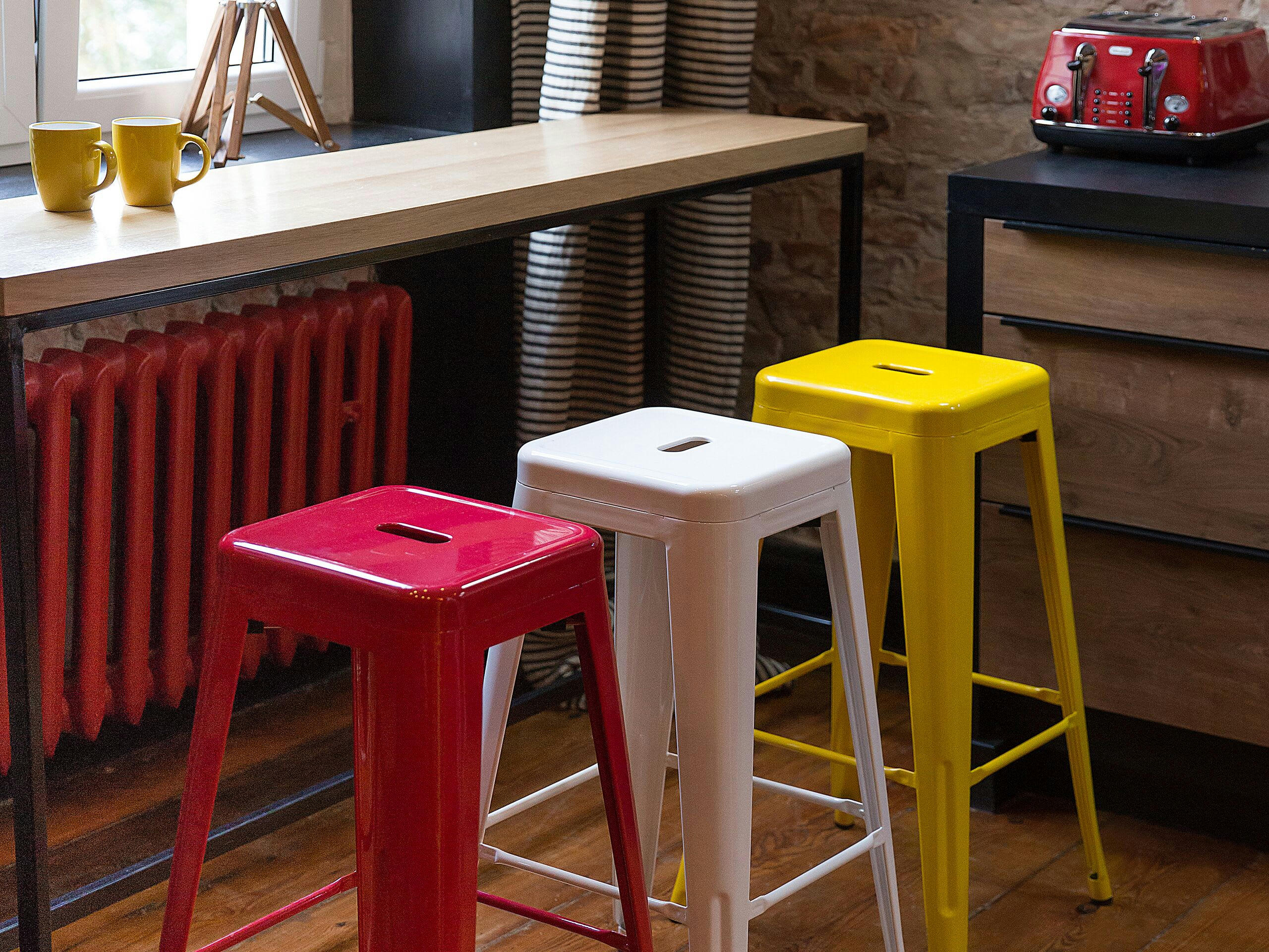 CABRILLO - Lot de 2 tabourets de bar jaune de 76 cm