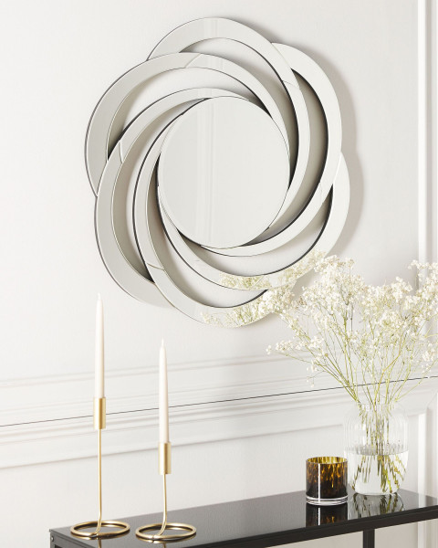 Lustro ścienne 70 cm srebrne szklane