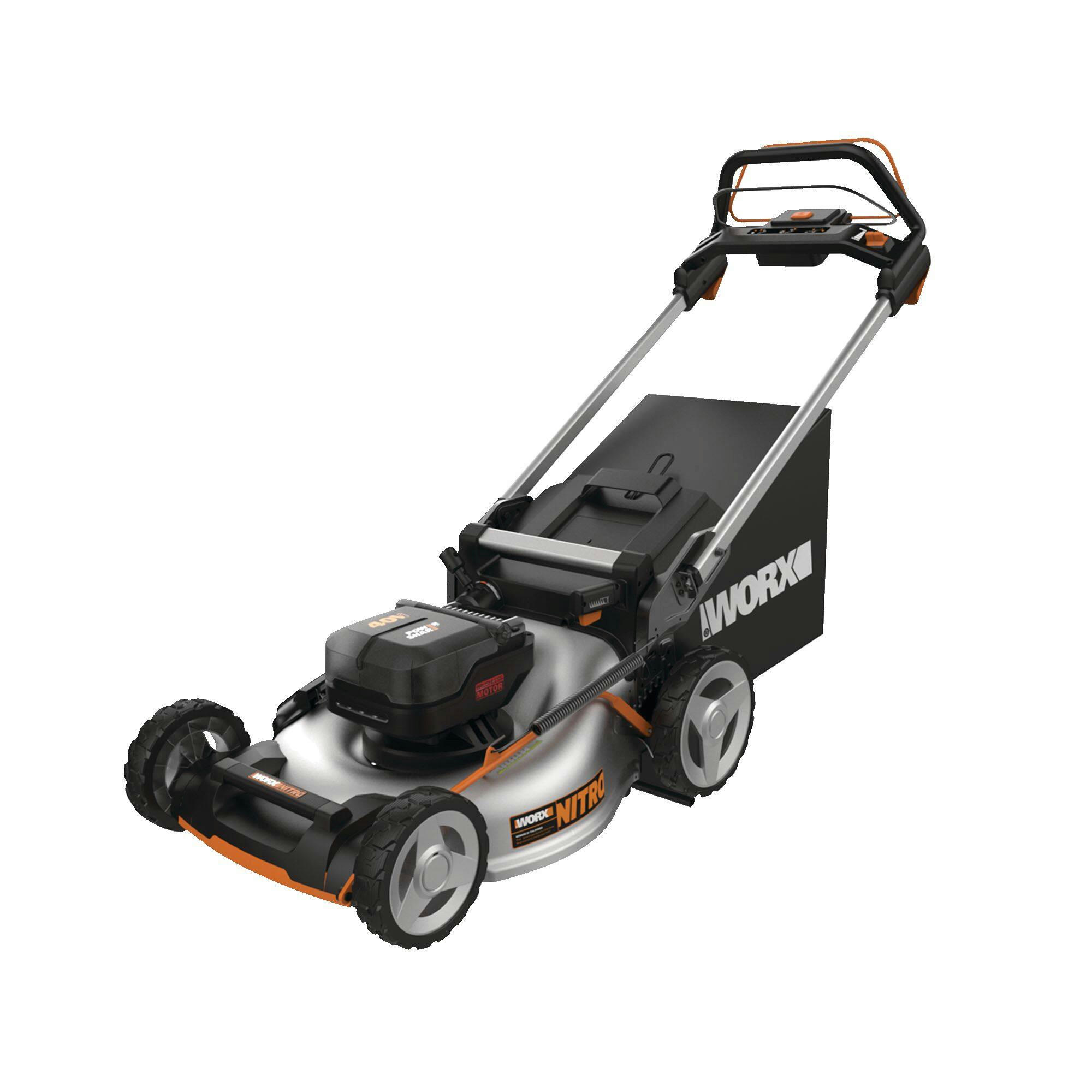 WORX WG753 Nitro 40V Power Share™ 3-in-1 Cordless Self-Propelled Variable Speed Lawn Mower, 21-in, 5Ah Battery