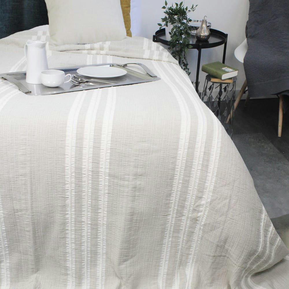 TRANSAT NATUREL - Couvre-lit  lin & autres fibres ecru 230x250