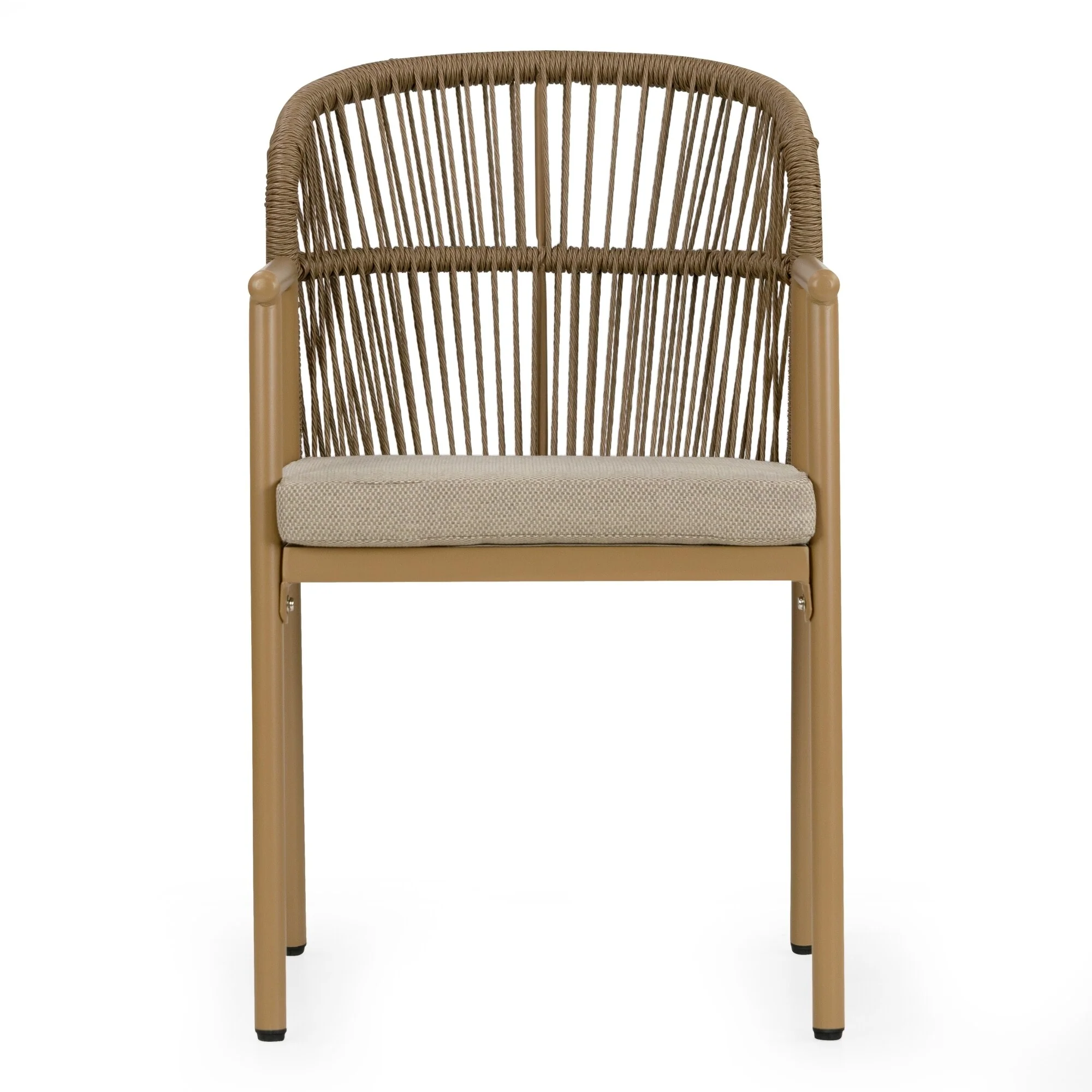 Set of 2 Bina Brown Outdoor Dining Chair with Hand-Woven Synthetic Rattan Back