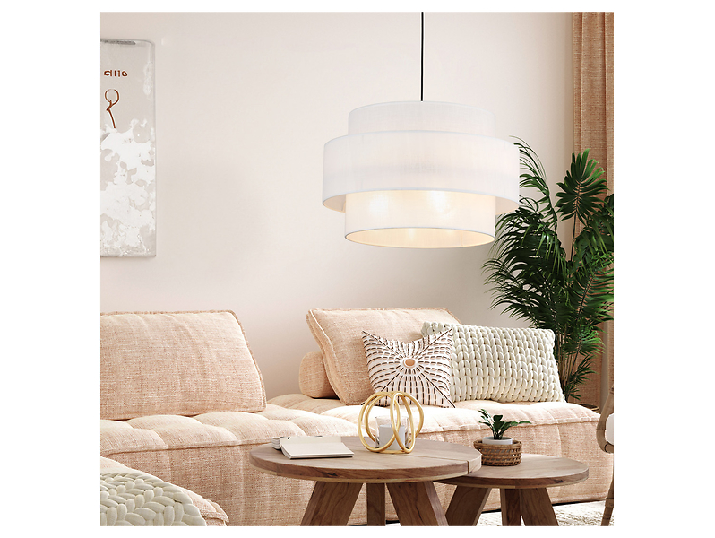 Lampa wisząca Calisto White 3-punktowa tkaninowa biała