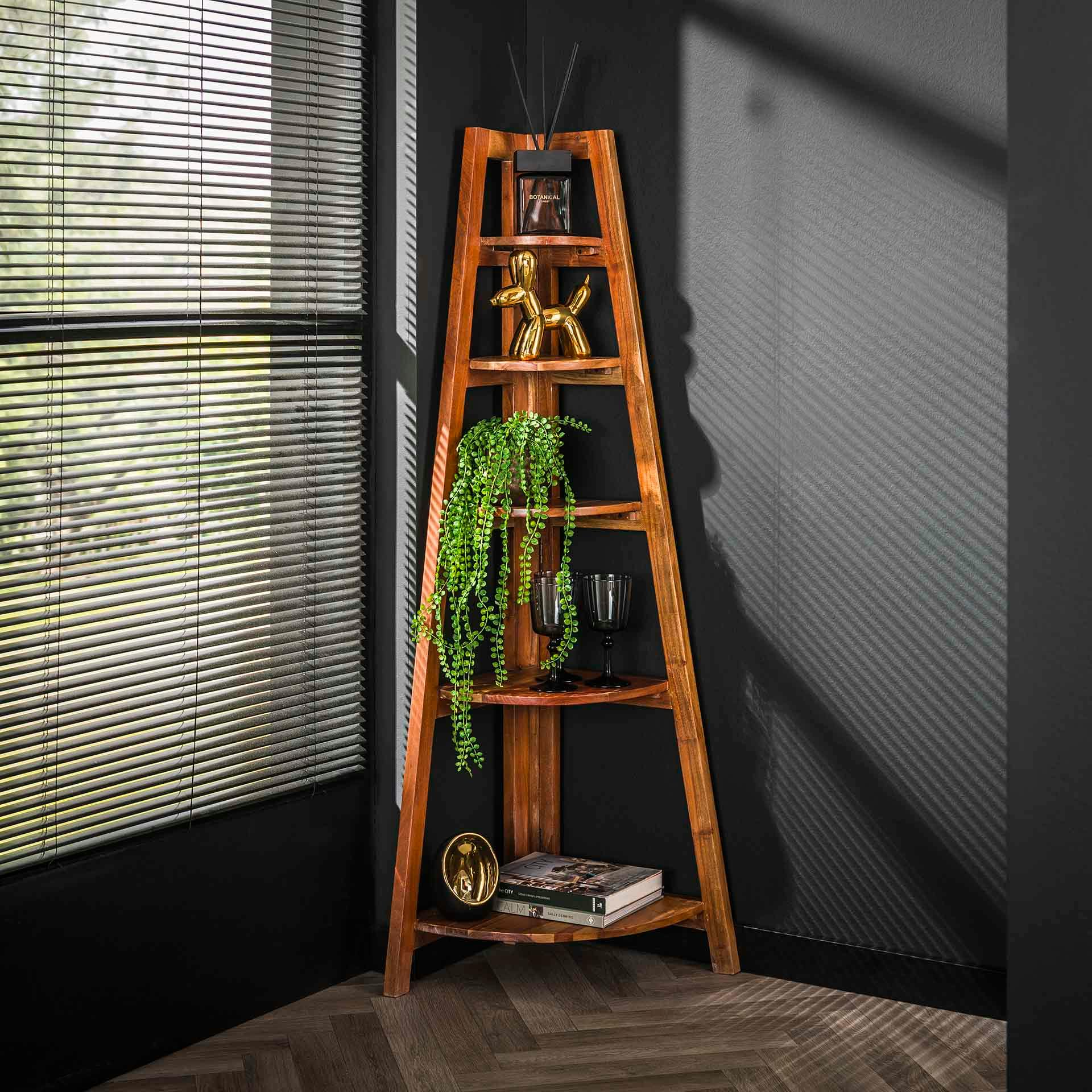 Etagère d'angle en bois d'acacia massif MELBOURNE