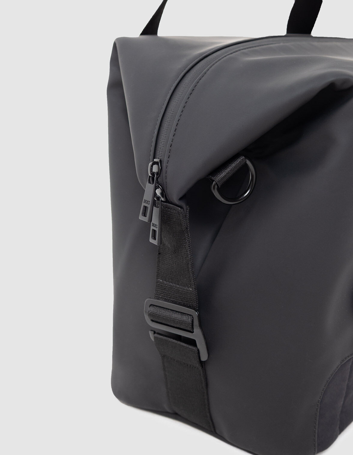 Sac week-end noir nylon effet gomme Homme