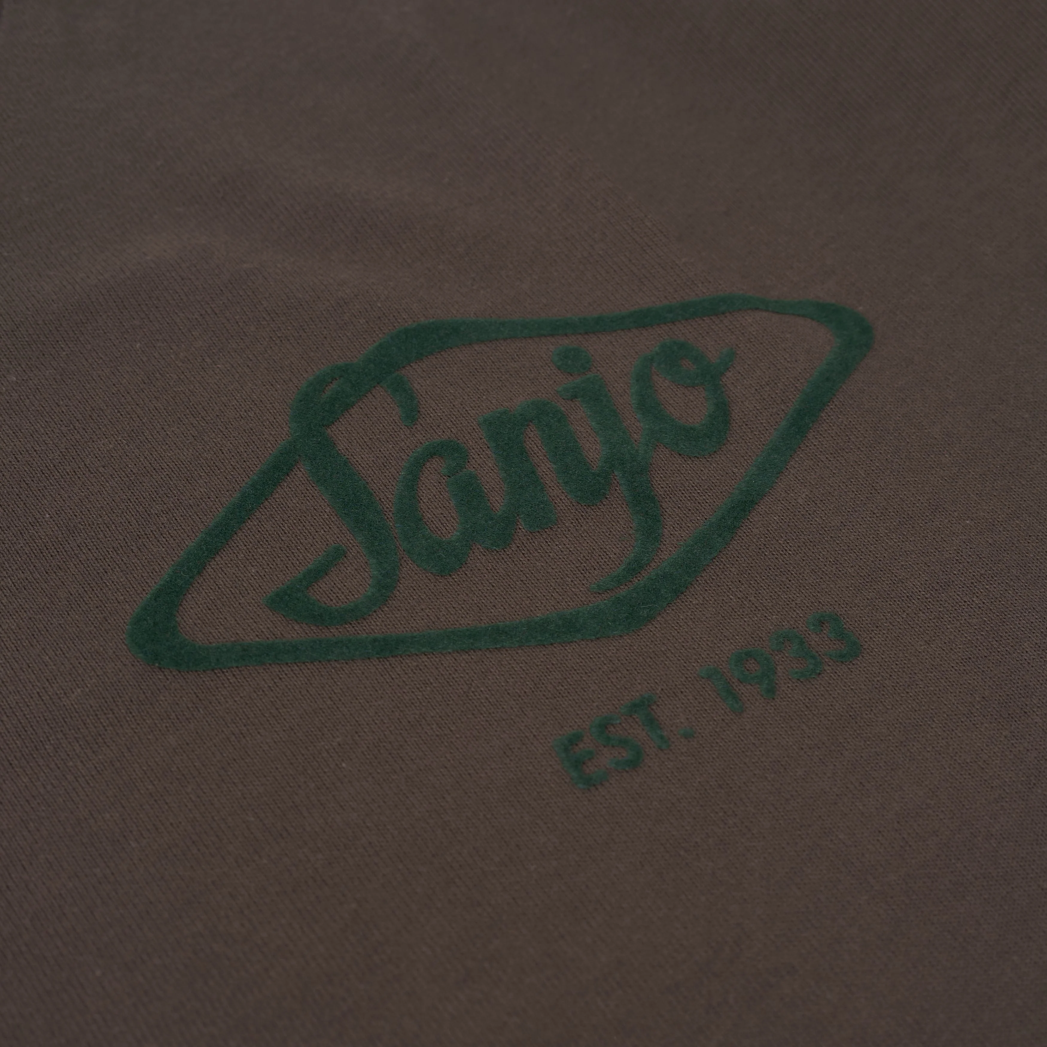 Sanjo Flocked Logo T-shirt //  Brown