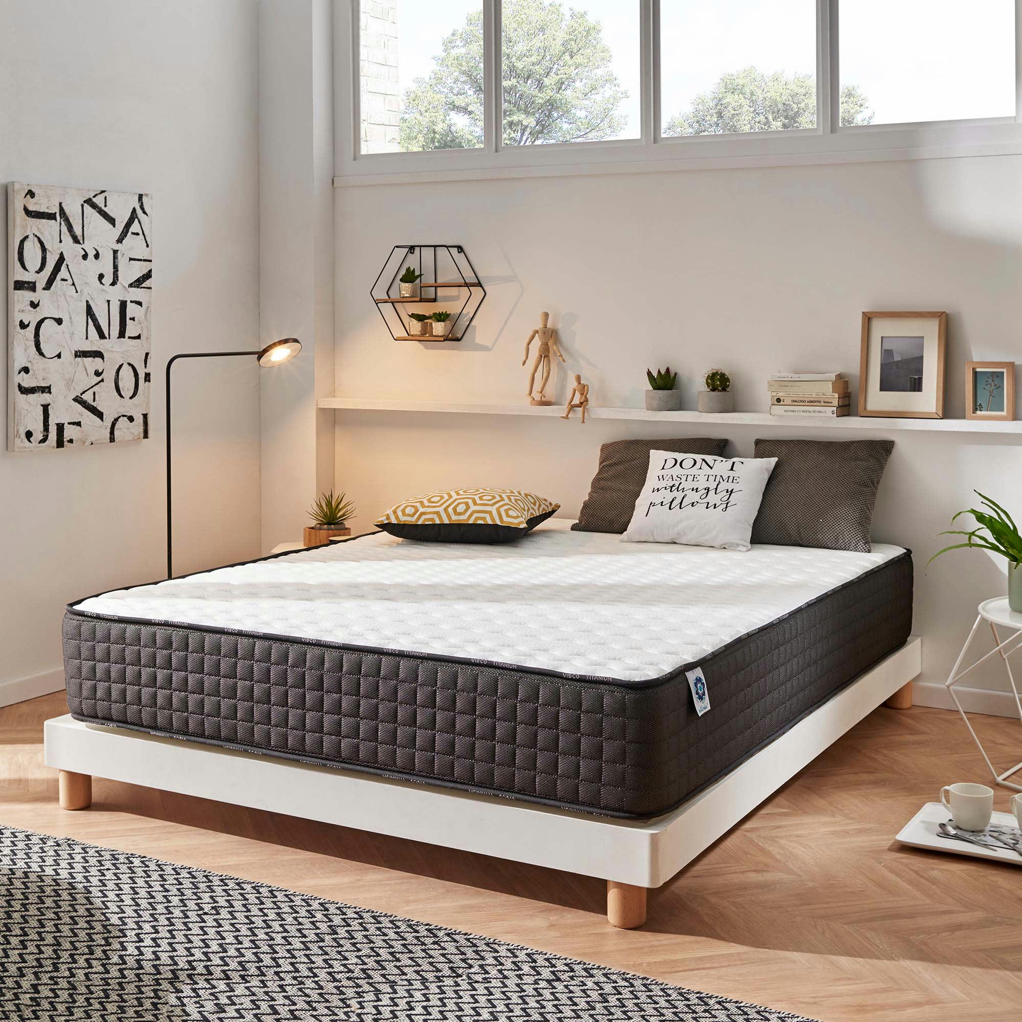 TITANIUM 30 - Matelas 160x190 cm - Épais 30 cm - Mousse HR, Blue Latex