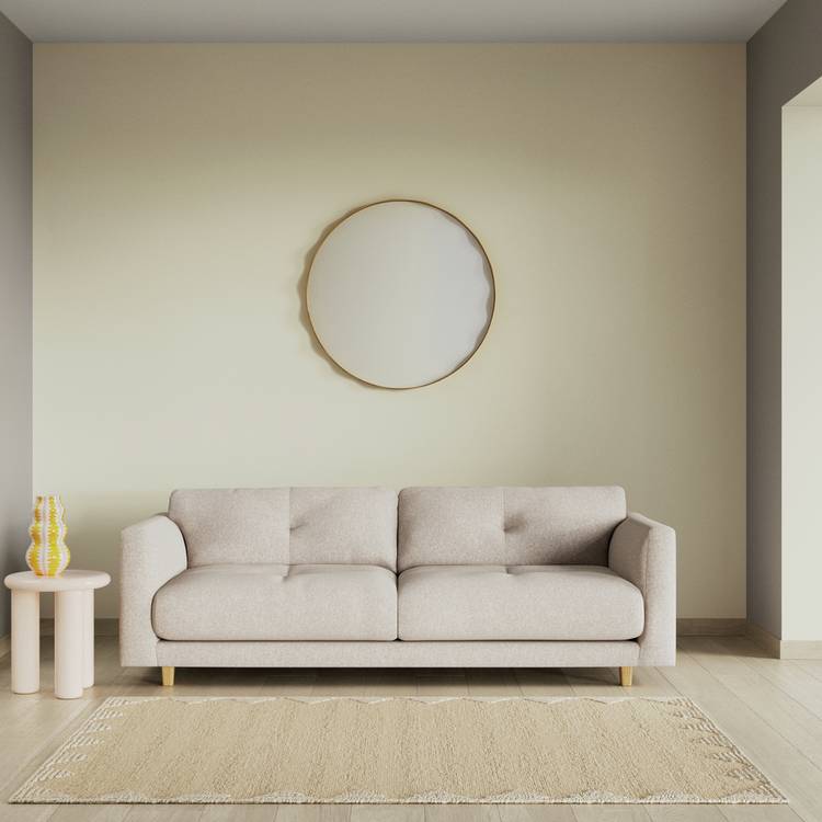 Habitat Emely Fabric 3 Seater Sofa - Natural - Ash Leg