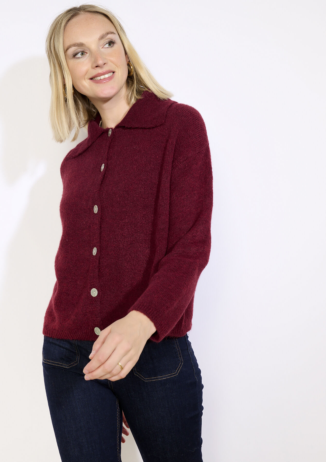 Gebreid vest met polokraag