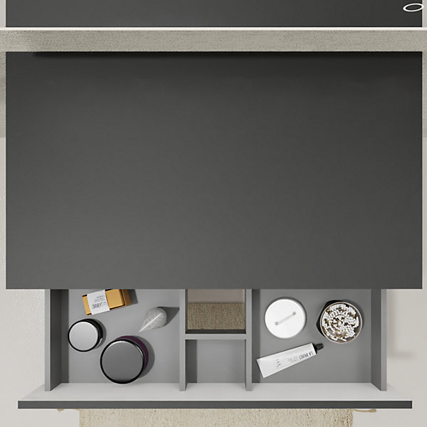 Meuble salle de bain 80 cm pour vasque à poser - Noir mat - A suspendre - Karaib 2