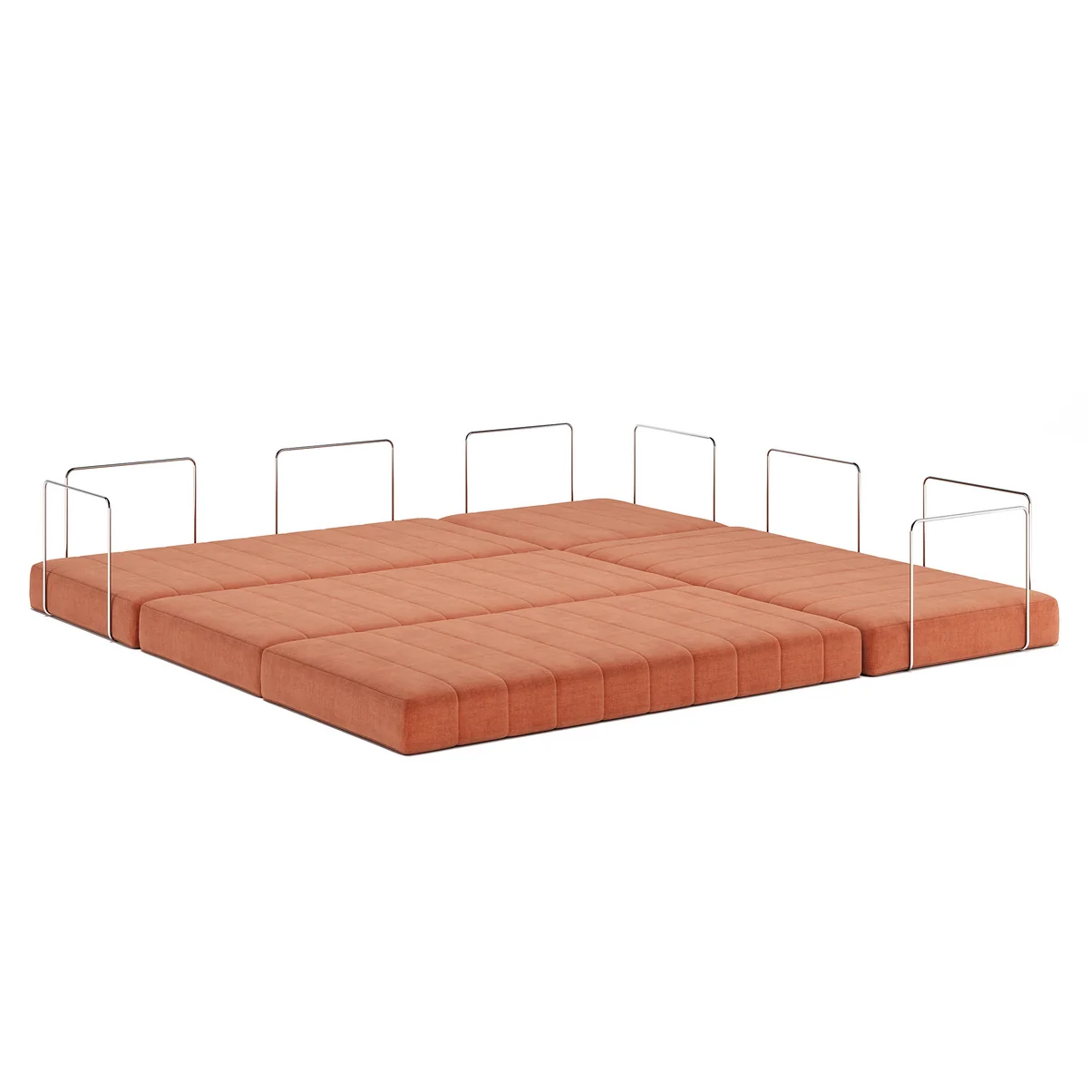 Innovation Living - Cozypad Schlafsofa, & Pouf mit Rückenpolster/Armlehne, rust orange (Stoff 412 Esina)