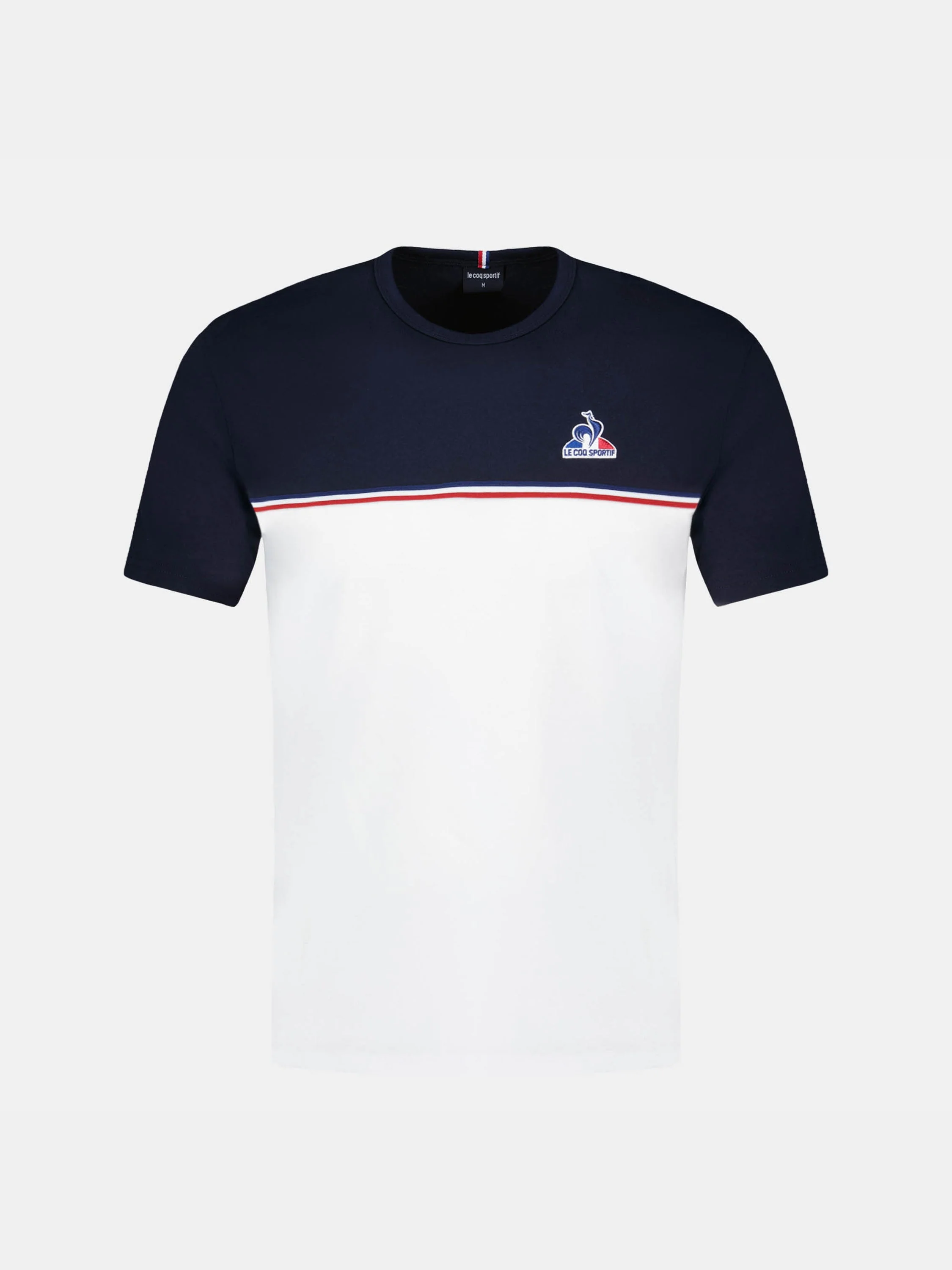 T-shirt en jersey de coton bicolore avec bande tricolore