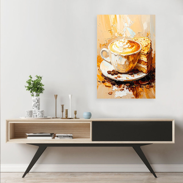 Feeby Obraz do kuchni restauracji, Filiżanka Kawy efekt farby 40x60