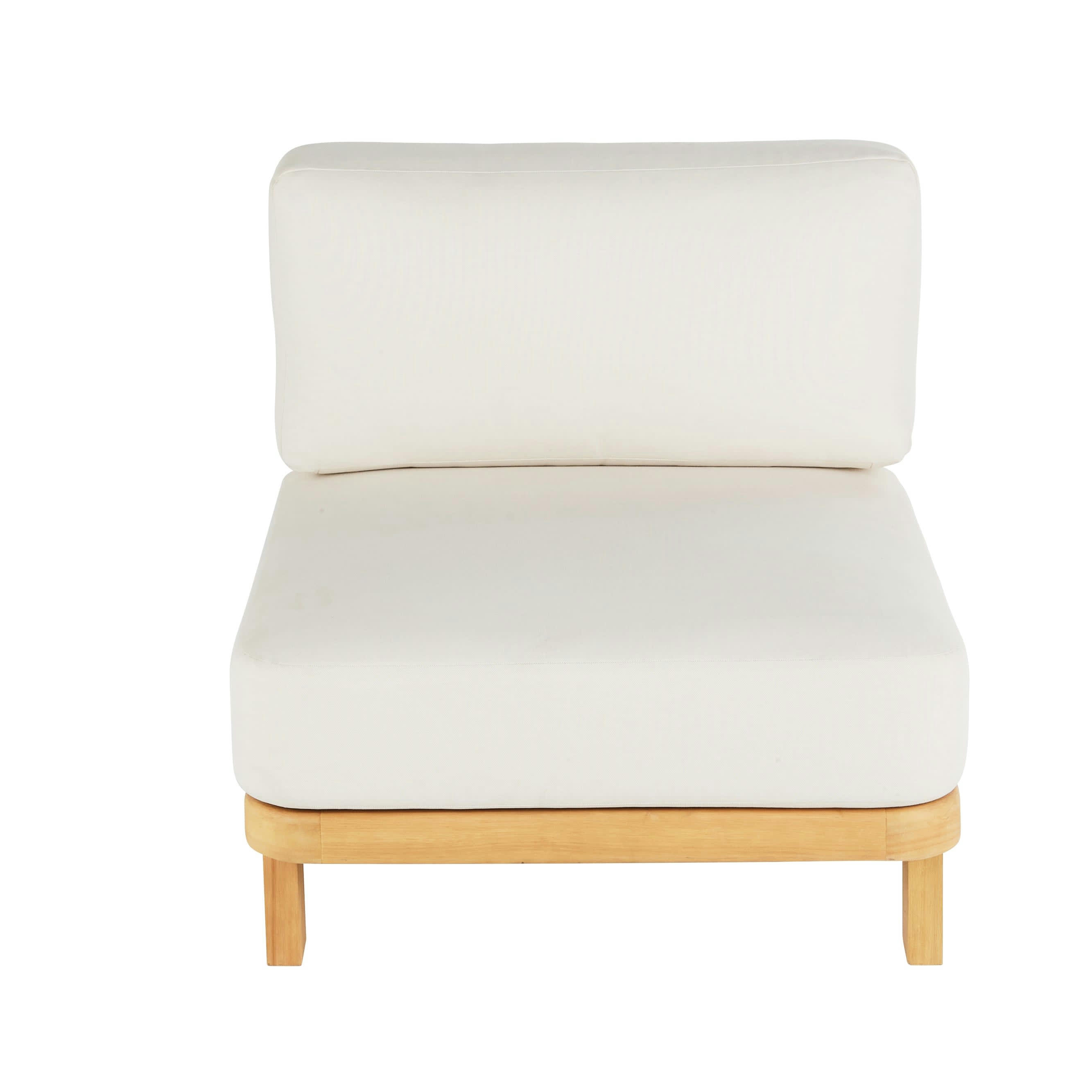 Nalya Business - Chauffeuses de jardin professionnelle modulables en bois d'eucalyptus et polyester recyclé écru (x2)