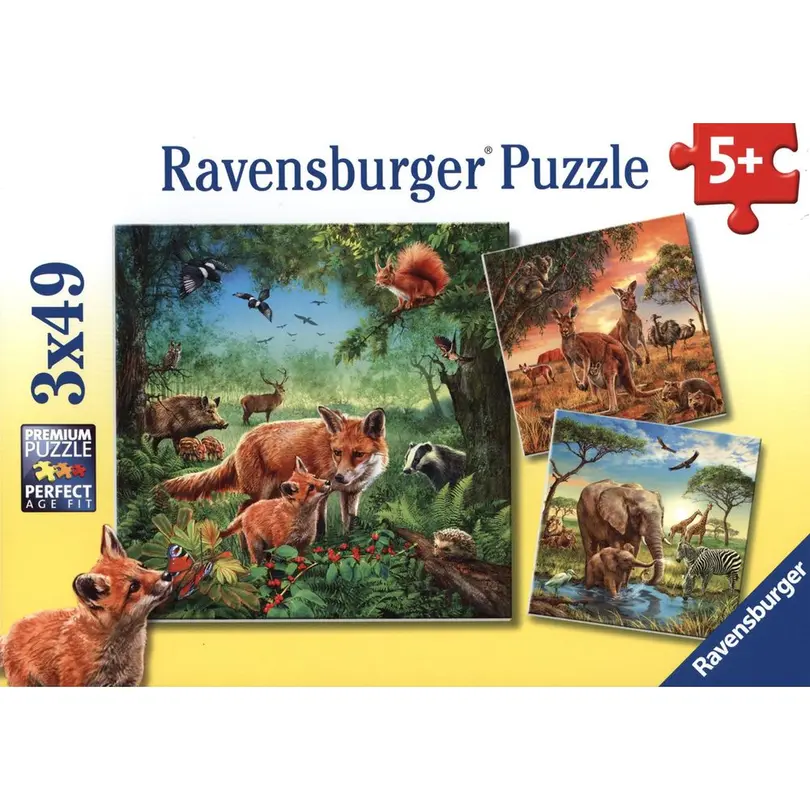 Puzzle 3-teilig Tiere der Erde