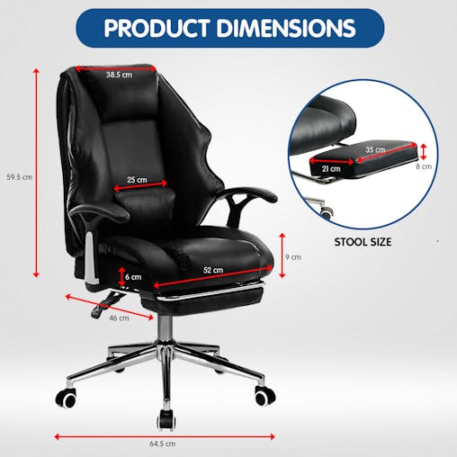 NNEDPE Faux Leather High Back Reclining Executive Office Chair w/ Stool Black