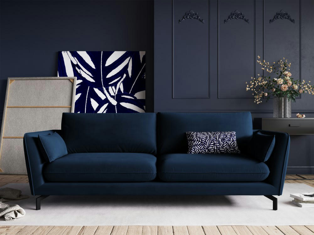 PODIUM - Canapé 3 places en velours bleu roi