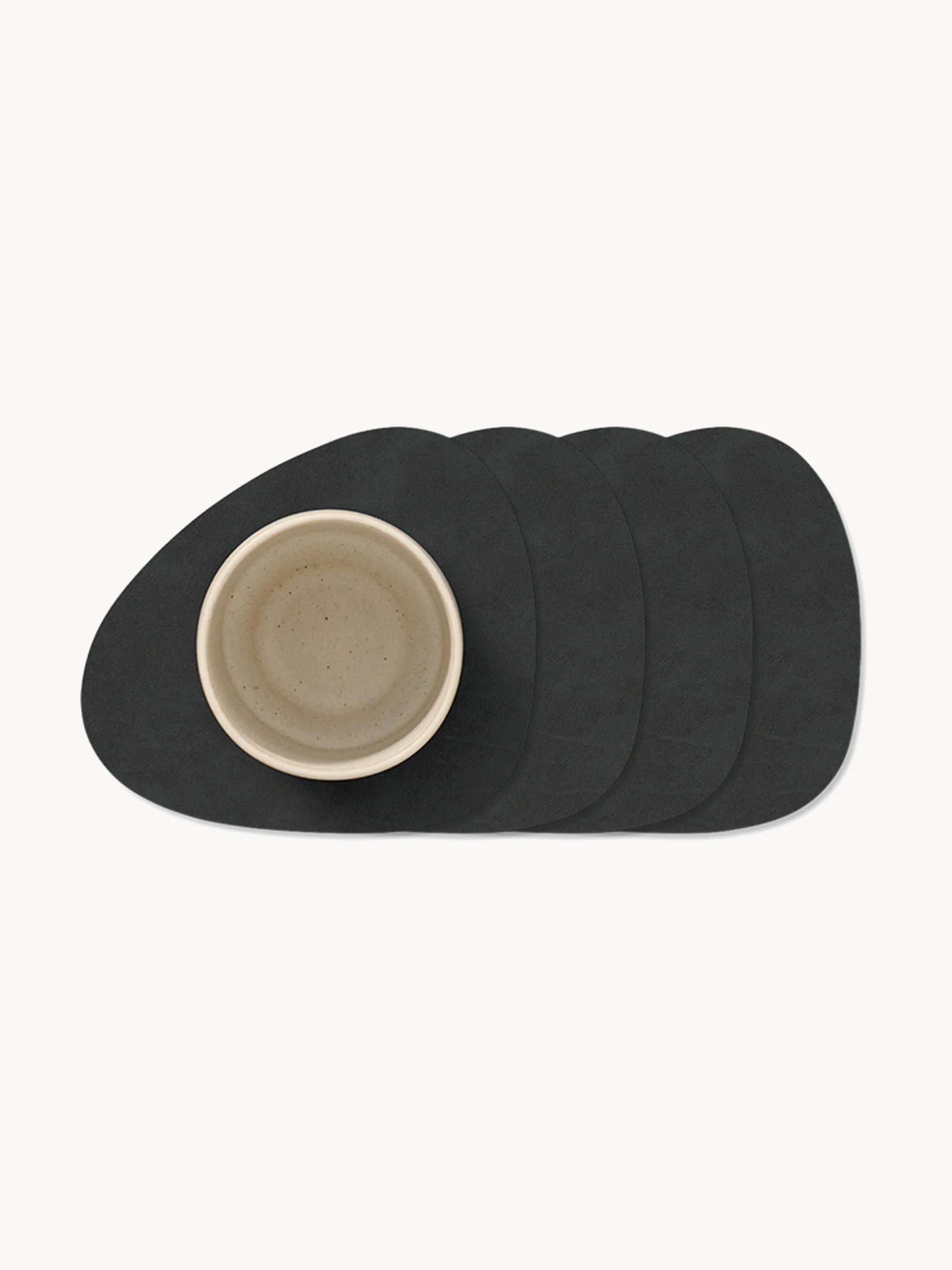 Asymmetrische Leder-Untersetzer Curve, 4er-Set