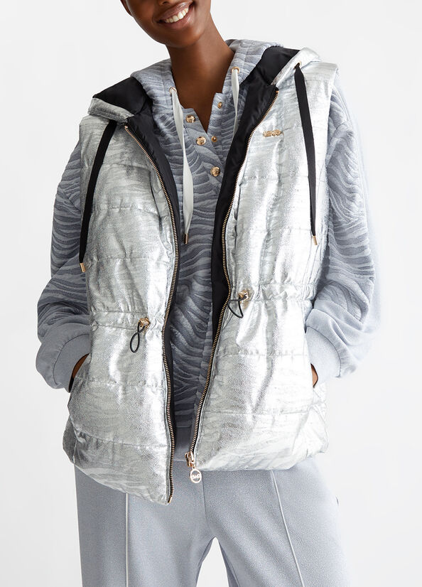 Gilet imbottito effetto laminato