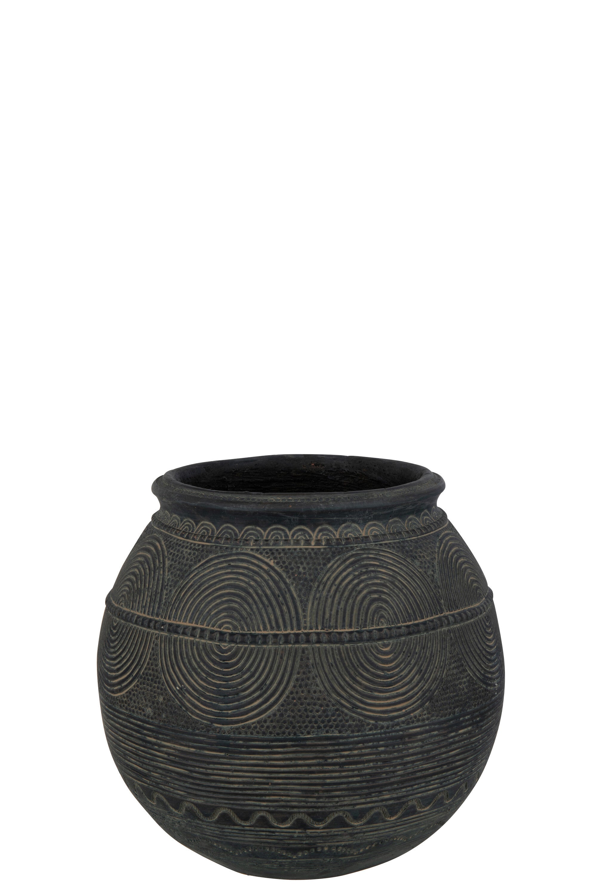 J-Line vaas Kruik Cirkel - cement - zwart bruin - small - 27