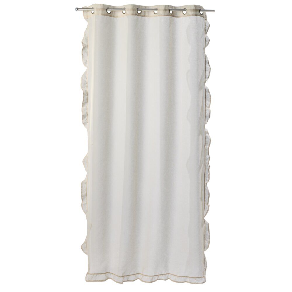 Voilage à oeillets 140x240cm contour à volant polyester beige