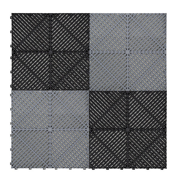 Carrelage de Sol Ventilé Pour Garage Avec Bordure (60 x Noir &60 Gris)