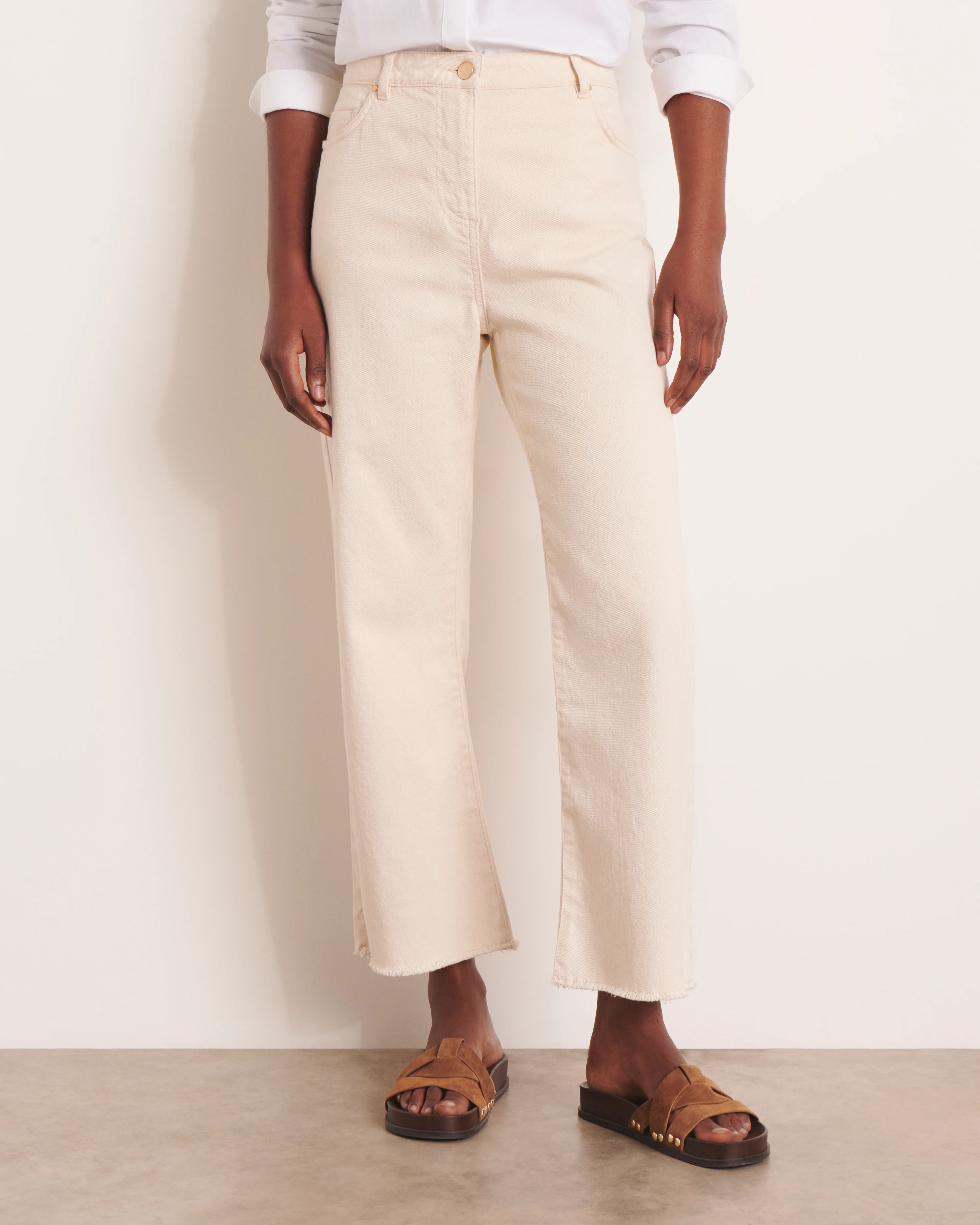 Jeans 7/8ème beige large PERRINE-ETE/13153/007