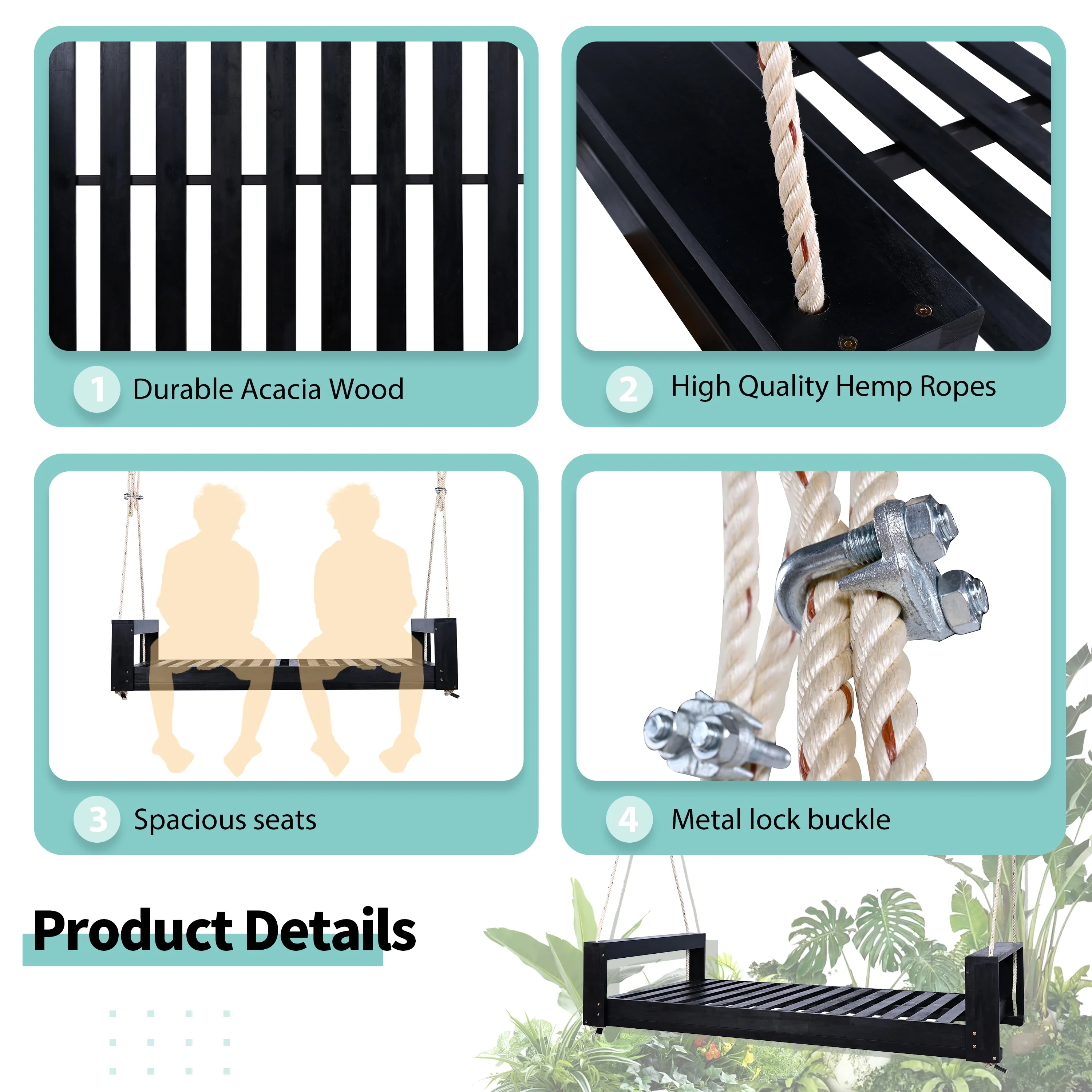 Topmax Twin Size Porch Swing Bed Seating Group (Excluding the table)