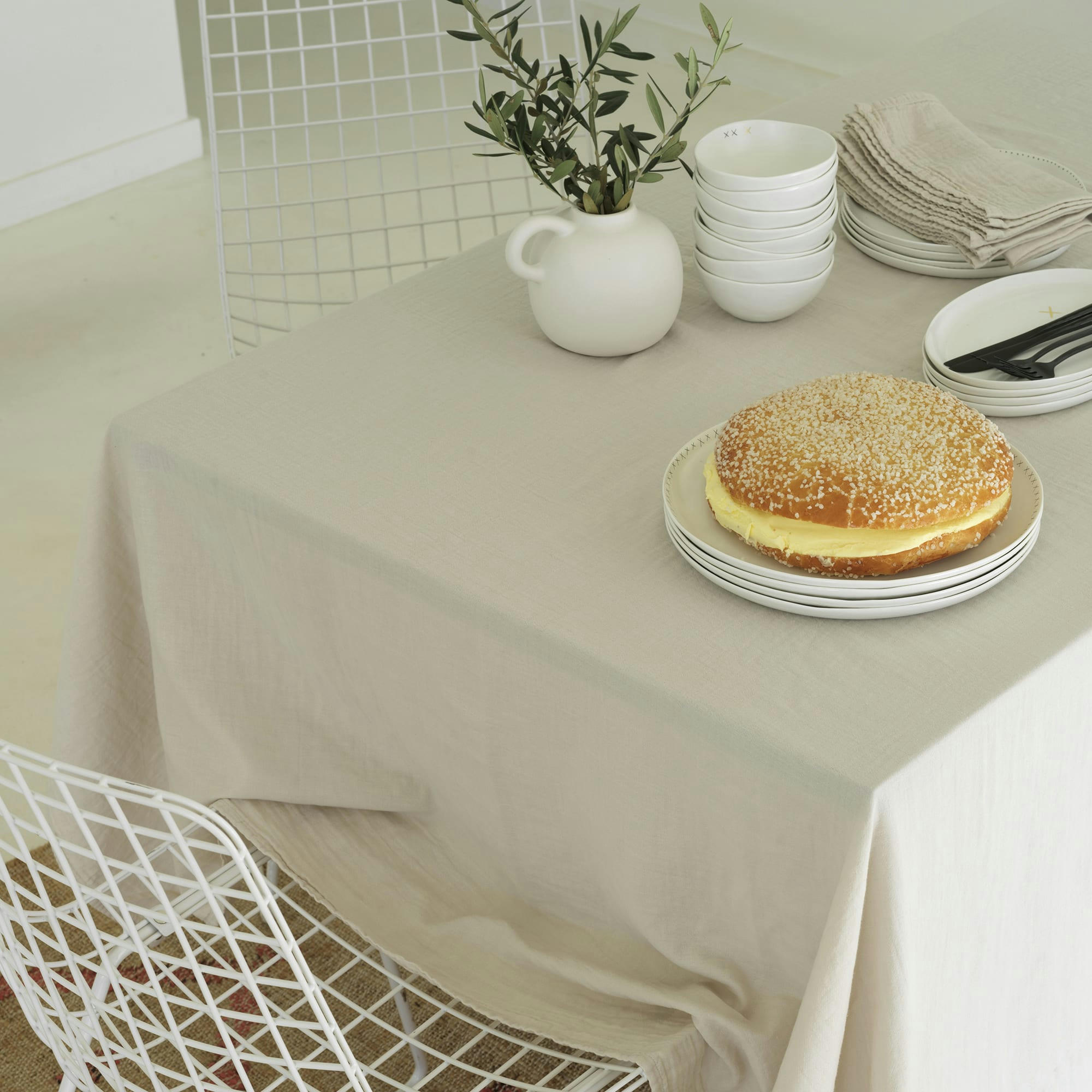 GAZE DE COTON - Nappe gaze de de coton ciment 180X350 CM