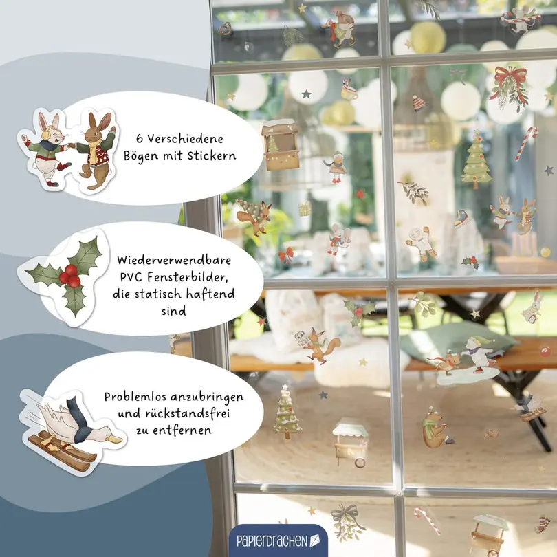 Sticker 6er-Set Wintertiere